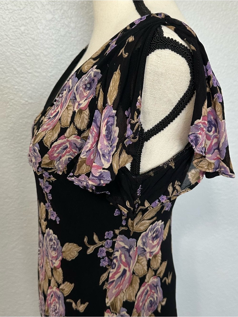 Vtg Dressbarn Floral Maxi Dress Sz M Whimsigoth 90s Grunge Dark Romantic Fairy - Picture 9 of 10